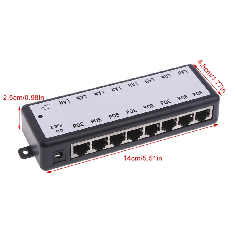 8 порт PoE инжектор для видеонаблюдения ip-камеры питания через Ethernet адаптер Новый
