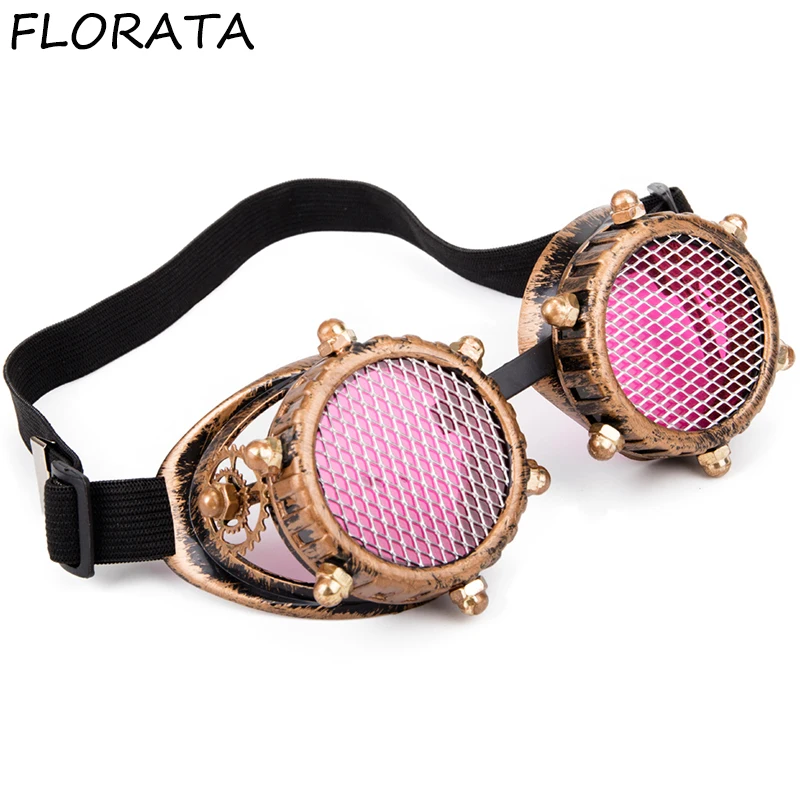 

FLORATA Vintage Victorian Golden Goggles Retro Steampunk Unisex Glasses Welding Cosplay Sunglasses Cool Eyewear