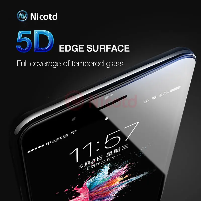 Nicotd 5D Volle Abdeckung Rand Gehärtetem Glas Für iPhone 8 7 plus 9 H 3D/4D Curved Screen Protecto