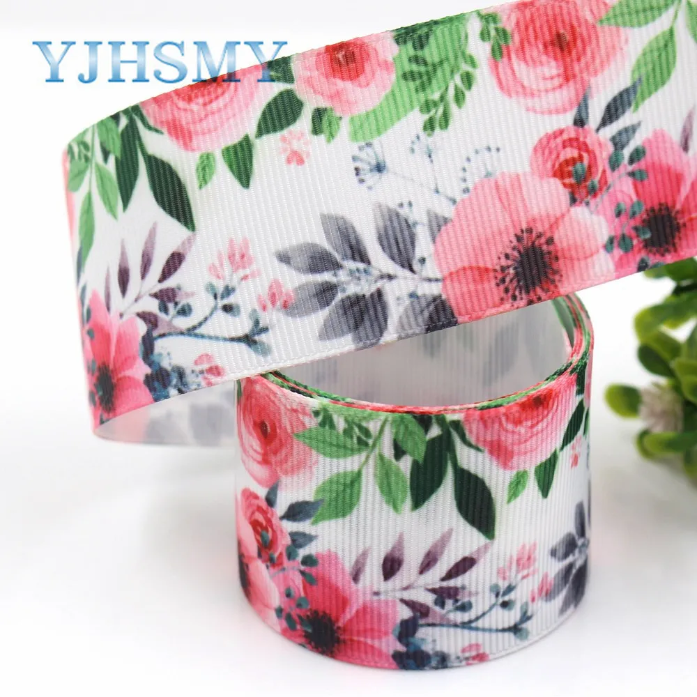 YJHSMY I 19330 838 38 мм 10 ярдов Цветок термопечать ленты grosgrain Бант колпачок DIY аксессуары
