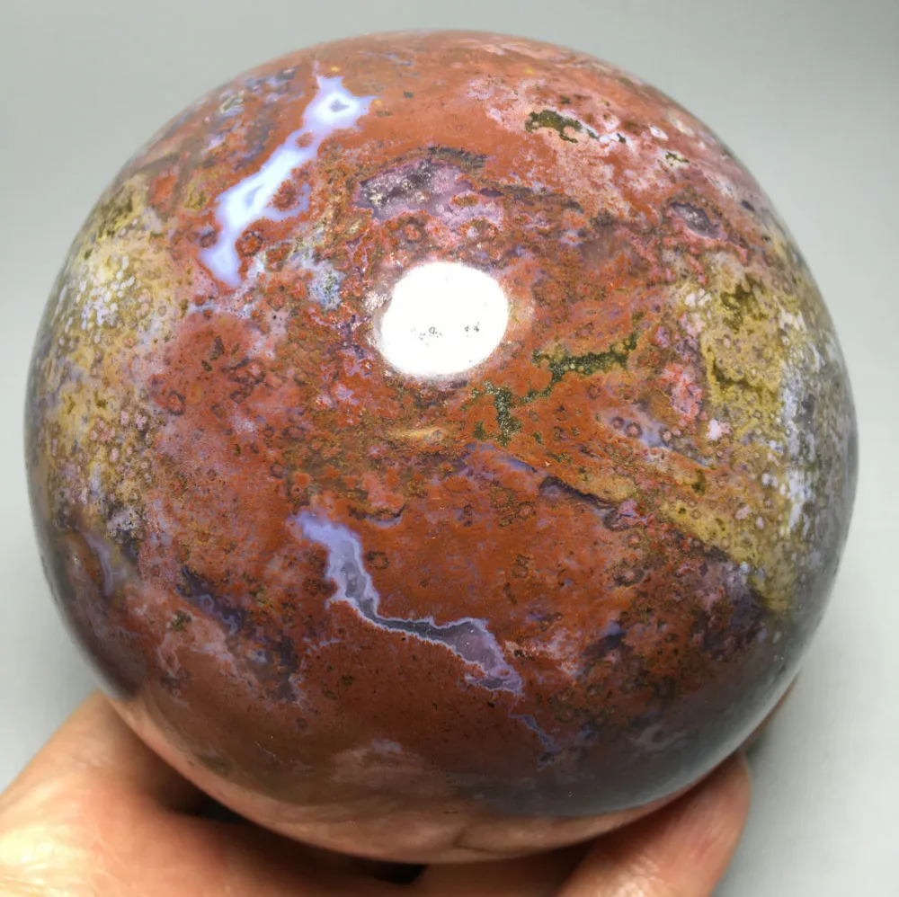 

1618g NATURAL OCEAN JASPER QUARTZ CRYSTAL BALL HEALING led light base