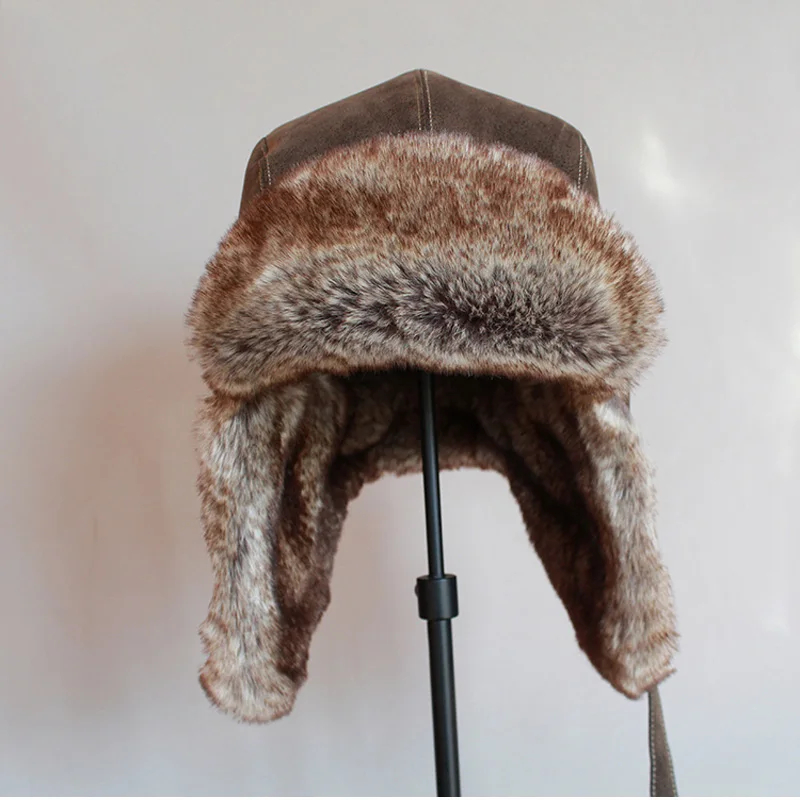 Winter hat earflap hat faux fur hat men women's pilot aviator bomber trapper hat snow cap with ear flaps