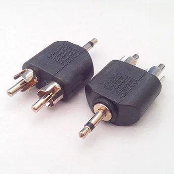 

50pcs Audio Connector Plug Mono Jack 3.5mm Turn Double Lotus RCA Connector Adapter Male 3.5 Jack Turn 2 RAC Connector