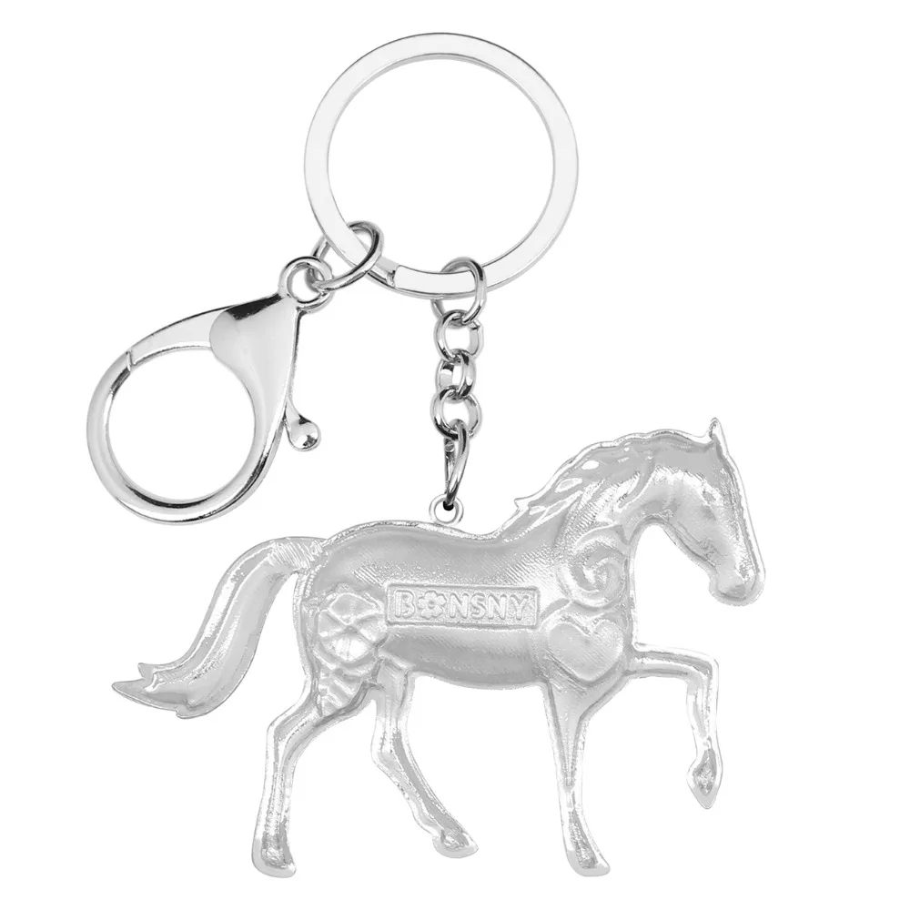 Bonsny Alloy Enamel Horse Key Chain Key Ring Handbag Bag Charm Man Car Key Holder Keychain 2017 New Jewelry Accessories