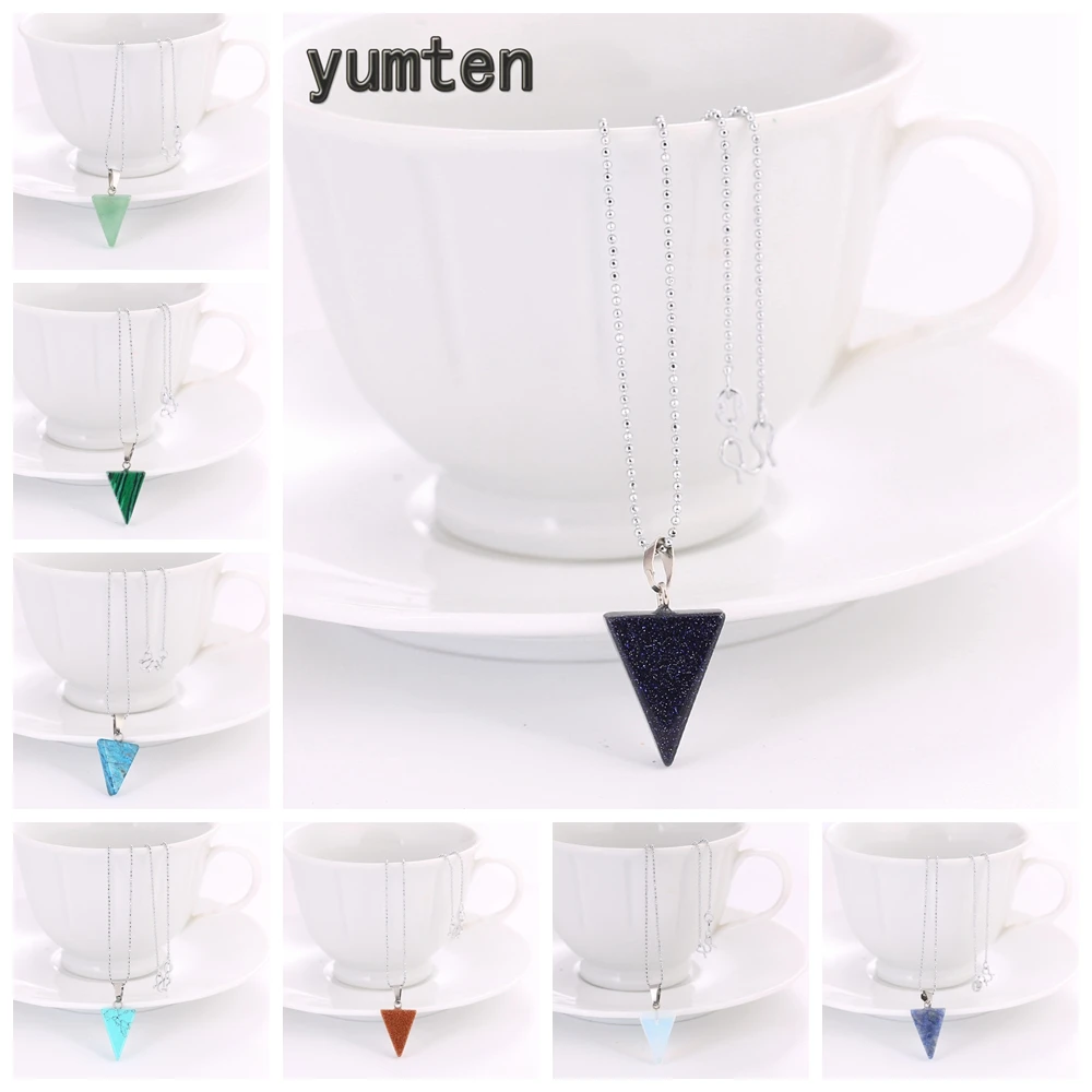 Yumten каменный крест кулон ожерелье тигровый глаз амулеты Clavicular цепь женское колье