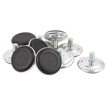 

10x Adjustable Screw On Furniture Glide Leveling Feet 10x20x50mm Black+Silver