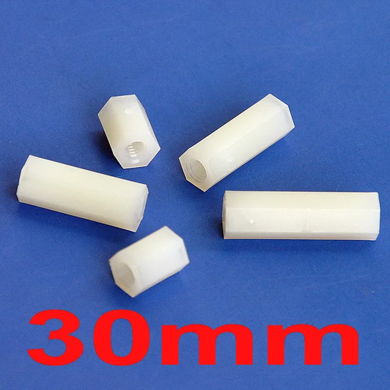 

(10 pcs/lot ) 30mm Nylon M4 Threaded Hex Female-Female Standoff Spacer, Hexagonal.