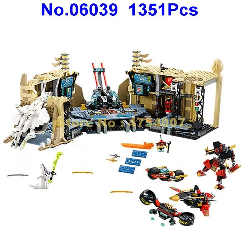 

1351pcs ninja samurai x desert cave chaos nya lloyd pythor 7 figures building block 70596 Toy