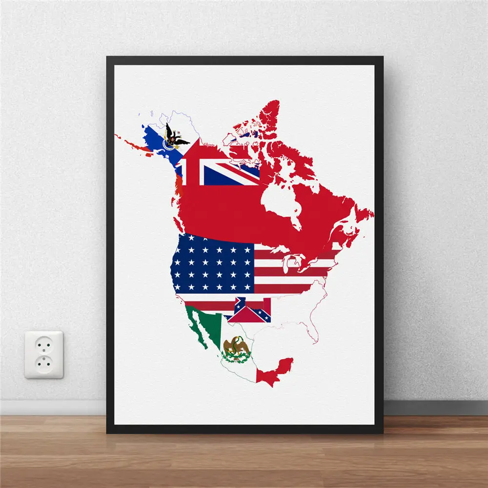

North America Country Map Paper Poster Modern Home Decor Antique Wall Sticker for bar cafe living room 30x42cm no frame