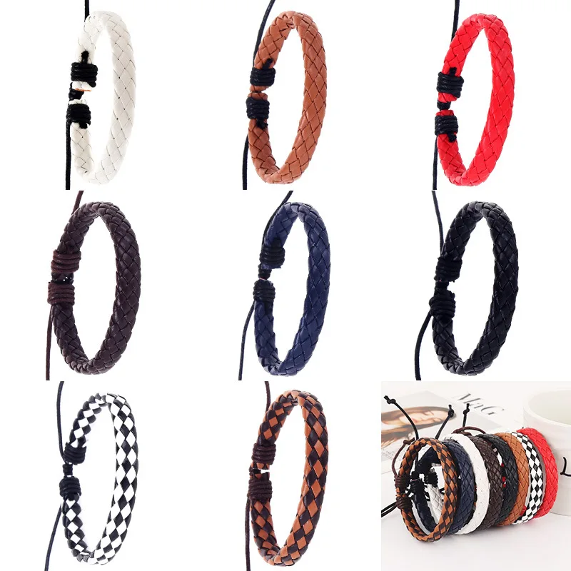 

2019 New Fashion simple bracelet wholesale hand-woven multi-color leather men and women casual sports bracelet jewelry