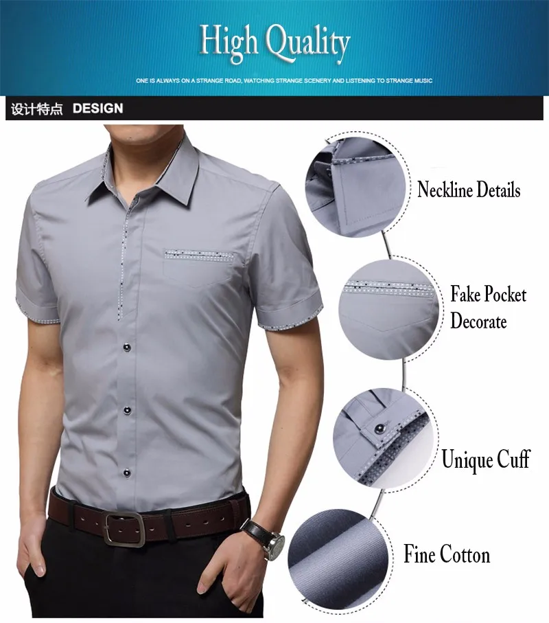 2018 летняя новая мужская рубашка брендовая роскошная мужская хлопковая рубашка с короткими рукавами рубашка с отложным воротником