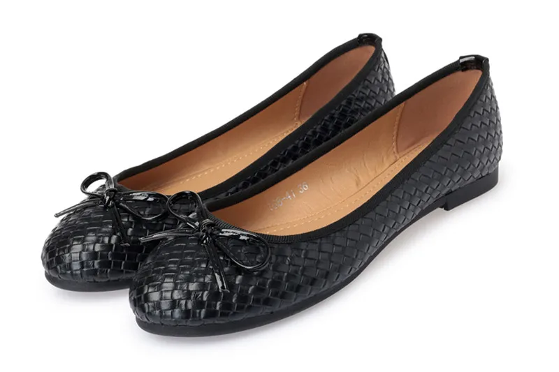 Ladies Casual Flat Shoes Spring Bowtie Flats Women Round Toe Slip-on Ballet Flats Knitted Pu Leather Ballerinas Flats For Women  (7)