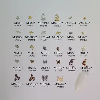 100pcs/bag Silver/Gold Eagle Pigeon Butterfly Dragonfly non-adhesive Soft Metal Sticker Nail Art Decoration 1