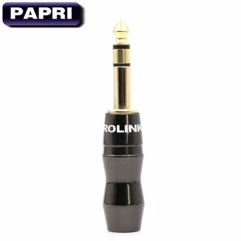 

PAPRI 3 Poles 6.35MM Stere Pure Brass Gold Plated Microphone Console Audio Plug Male Jack Audio Plug Connector Jack Adapte