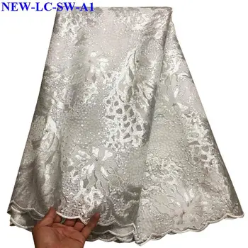 

New arrival High Quality sequins Nigerian Organza Lace Fabric With beads Embroidery Tulle French Lace for Women dress VCX03