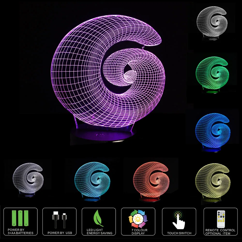 Optical Illusion 3D Glow LED Lamp Art Sculpture Lights Produces Unique