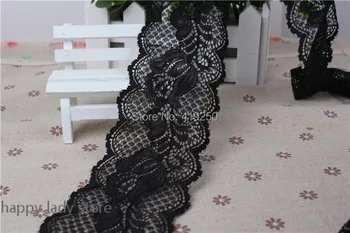

10Yards Black Lace Stretch Floral Lingerie Headband Elastic DIY lace wide:6.5cm