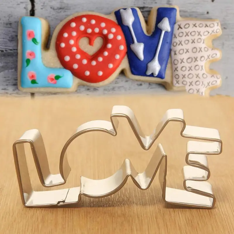 

Kitchen Cake Stainless Steel Love Letter Shape DIY Cookie Cutter Bakeware Pastry Biscuit Mold