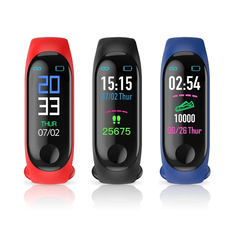 

Fitness Bracelet Blood Pressure Outdoor IPS Screen Heart Rate Monitor Life Waterproof Smart M3 Wristbands PK Mi Band 3