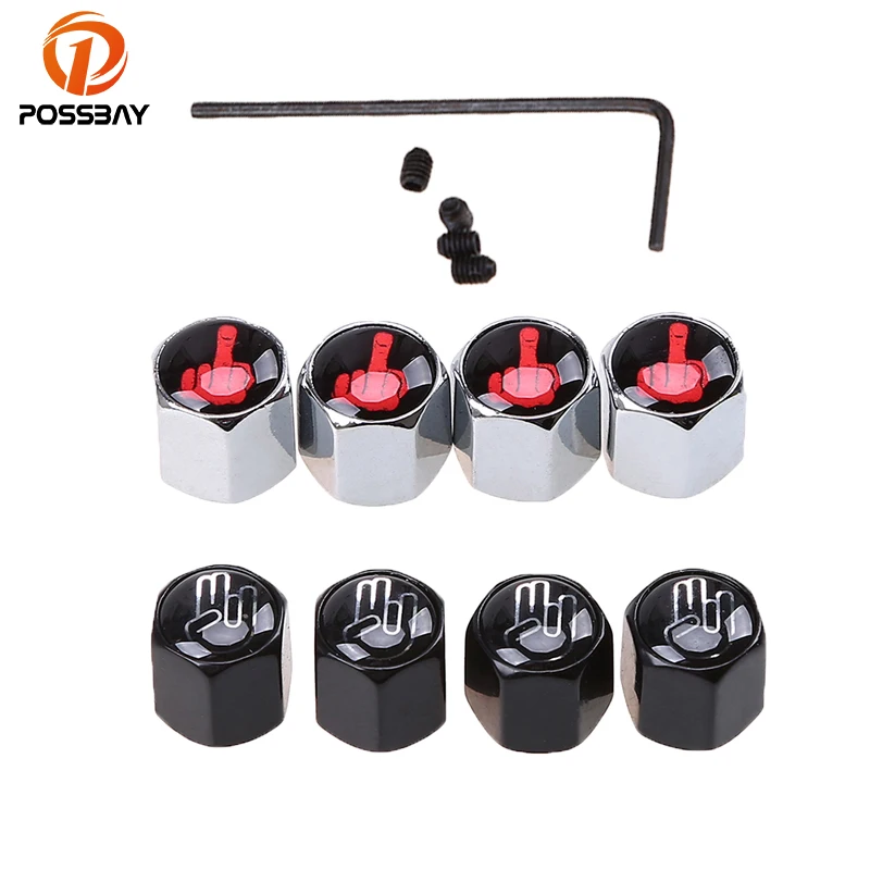 

POSSBAY 4Pcs Metal Logo Emblem Car Tire Valve Caps Auto Air Tyre Stems Cover Motorcycle Tire Wheel Accessories