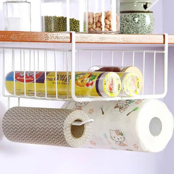 

1pc Kitchen Wrought Iron Storage Racks Closet Cabinets Under The Shelf Compartment Hanging Basket Wall Hanging Storage Rack