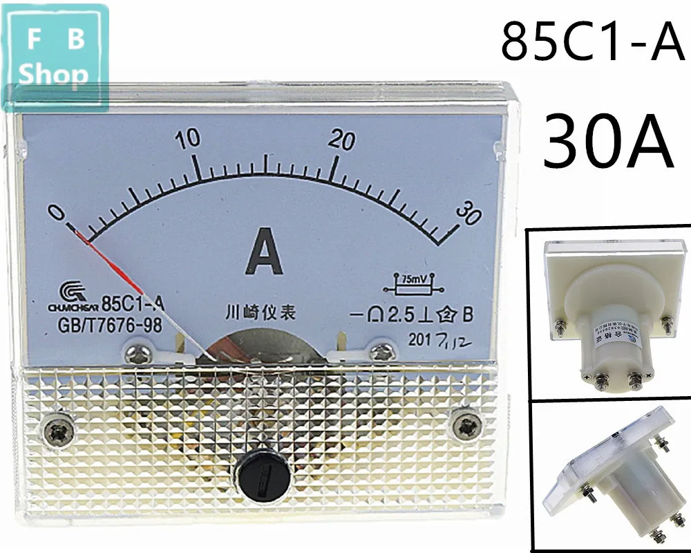 30A Analog Panel AMP Current Meter Ammeter Gauge 85C1 DC 0-30A 