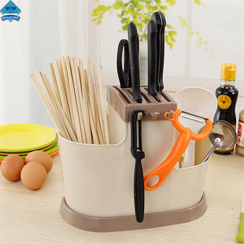 Wishome Multifunction Knife Holder Plastic Block Bar Chopsticks Cage