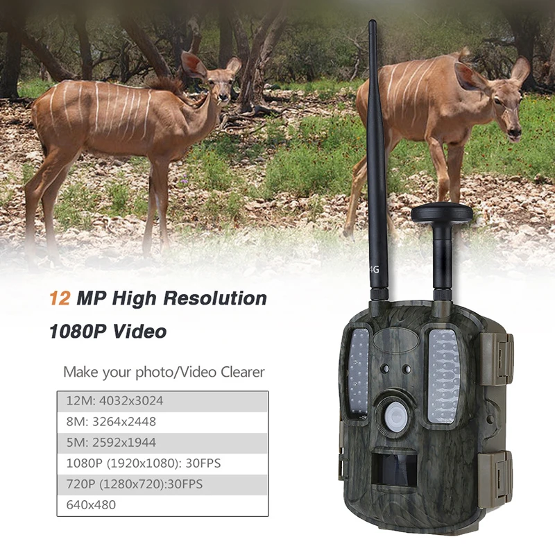 

Skatolly 4G Hunting camera GPS FTP Camera trail Email Hunting Wildlife camera support MMS GPRS GSM Photo traps 4G Night vision