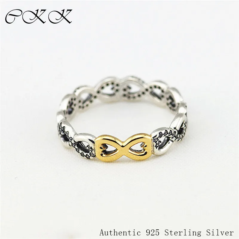 

Infinity Ring 14K Real Gold ,100% 925 Sterling Silver Two Tone Rings for Women Gift bijoux free shipping PFR048