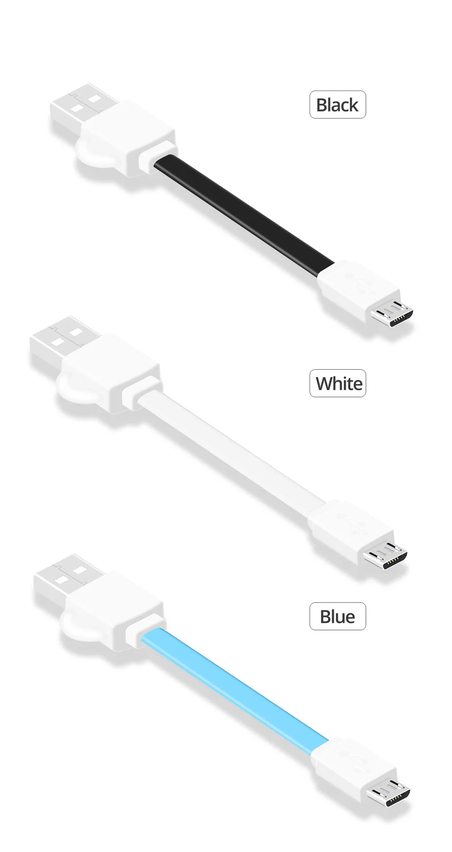 FONKEN Micro USB кабель 10 см карманные телефонные кабели Запасные запасные аккумуляторы для путешествий Быстрая зарядка шнур 2.4A брелок лапша Android кабель для передачи данных
