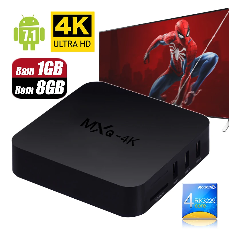 

MXQ-4K Ram 1G Rom 8G Google Android 7.1 Smart TV Box RK3229 Quad-core 4K HD Set Top Box 2.4G Wifi Multi-language Media Player