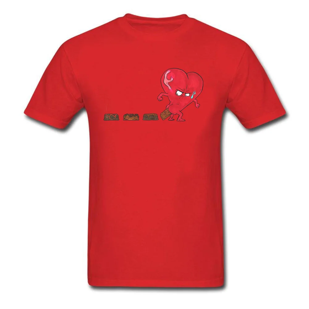 Design Chocolate Filled Heart Geek Short Sleeve Autumn Tops & Tees Wholesale Round Collar Cotton Fabric Tee Shirts Boy T Shirts Chocolate Filled Heart red