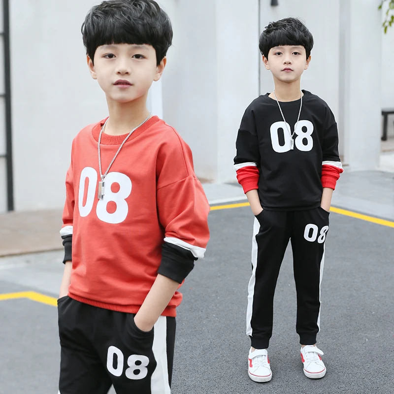 

2018 Children Autumn Spring Suit Set Big Boys Casual Tracksuit Boys Long Sleeve Pullover+Pants Kids Costumes Clothing Set