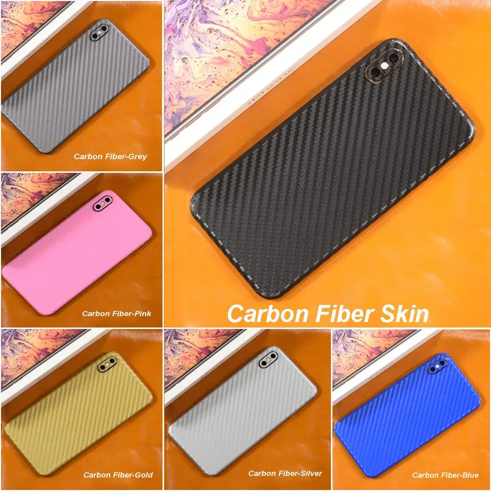 3D Carbon Fiber  Leather Wood Skins Protective Phone Back Cover Sticker For iPhone XS MAX XS X 8 Plus 7 6 6S Plus Back Sticker (21)