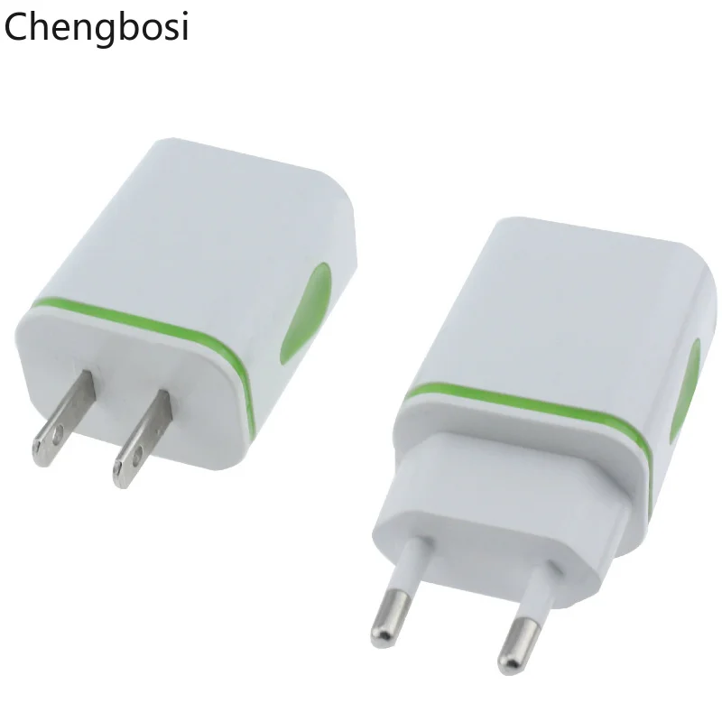 5V 2A Mobile Phone Charger USB Power Adapter EU US Plug Wall Travel Charger for Iphone Samsung Xiaomi Illuminate with Led Light
