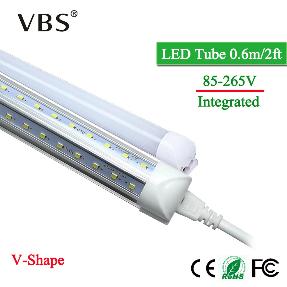 

V-Shape T8 Integrated LED Tube Lamp 220V 20W 2FT LED Bulbs 2000lm High Lumens Led Fluorescent Light Bombillas Led Tube Light