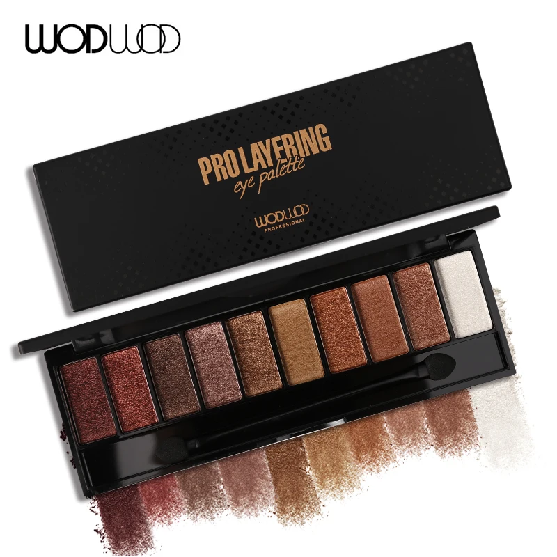 

WODWOD Brand 10 Colors Shimmer Matte Glitter Natural Makeup Palette Powder Long-lasting Waterproof Eye Shadow with Brush