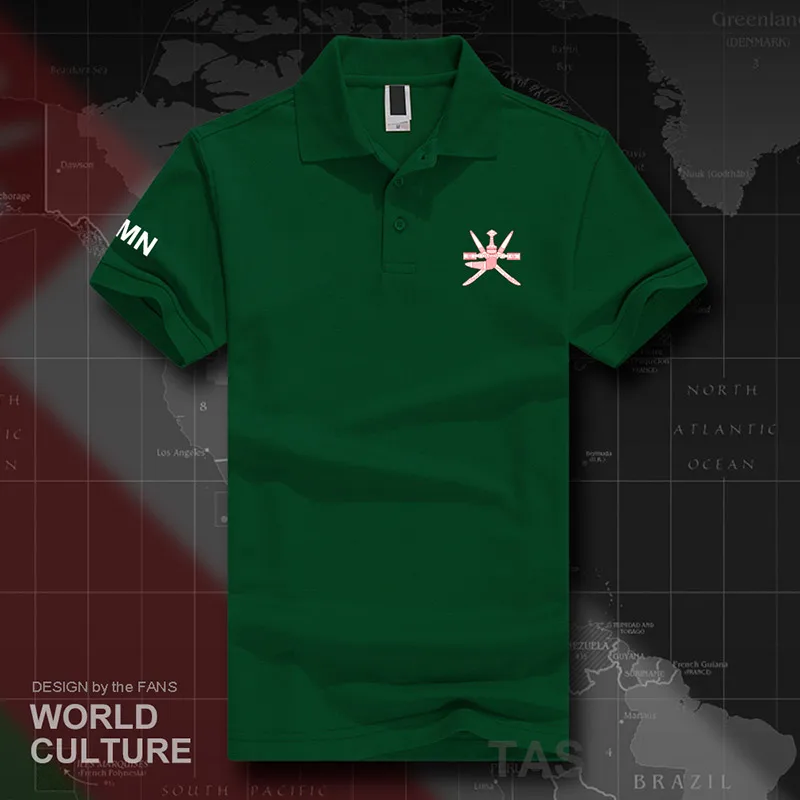 Sultanate of Oman, мужские рубашки поло, короткий рукав, белый бренд, с принтом, для страны, хлопок, национальная команда, OMN, арабский принт, 20 - Цвет: polo-green