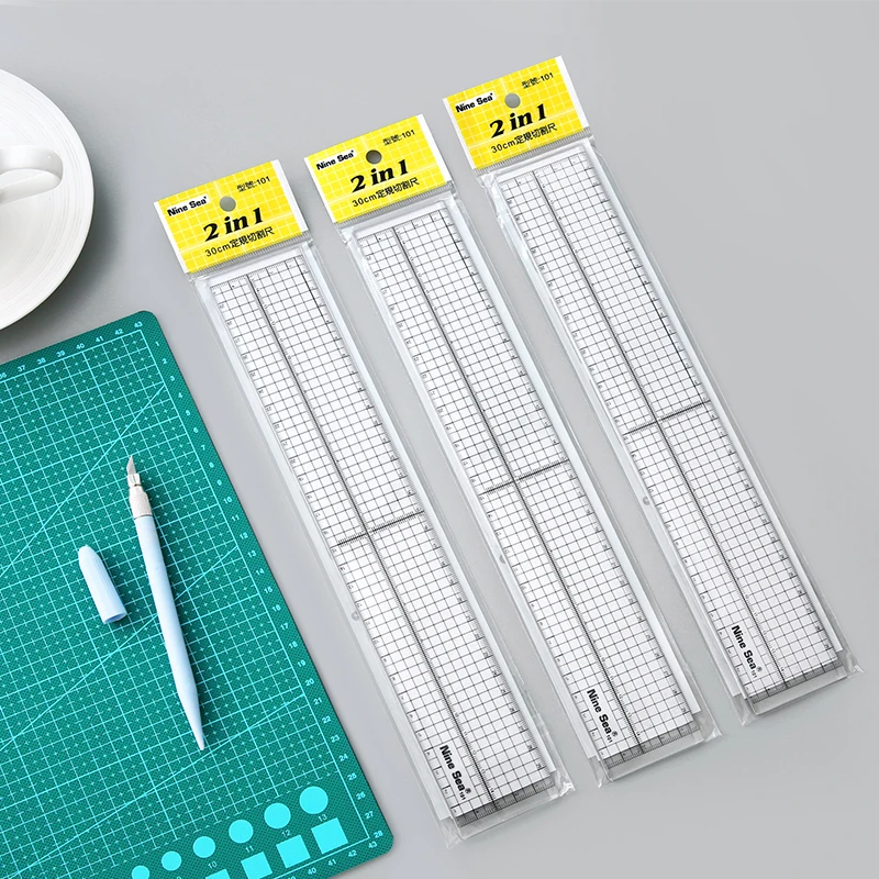 

JIANWU 1pc 20cm 30cm Fixed cutting ruler Originality metal edge ruler Cutting and mapping tools