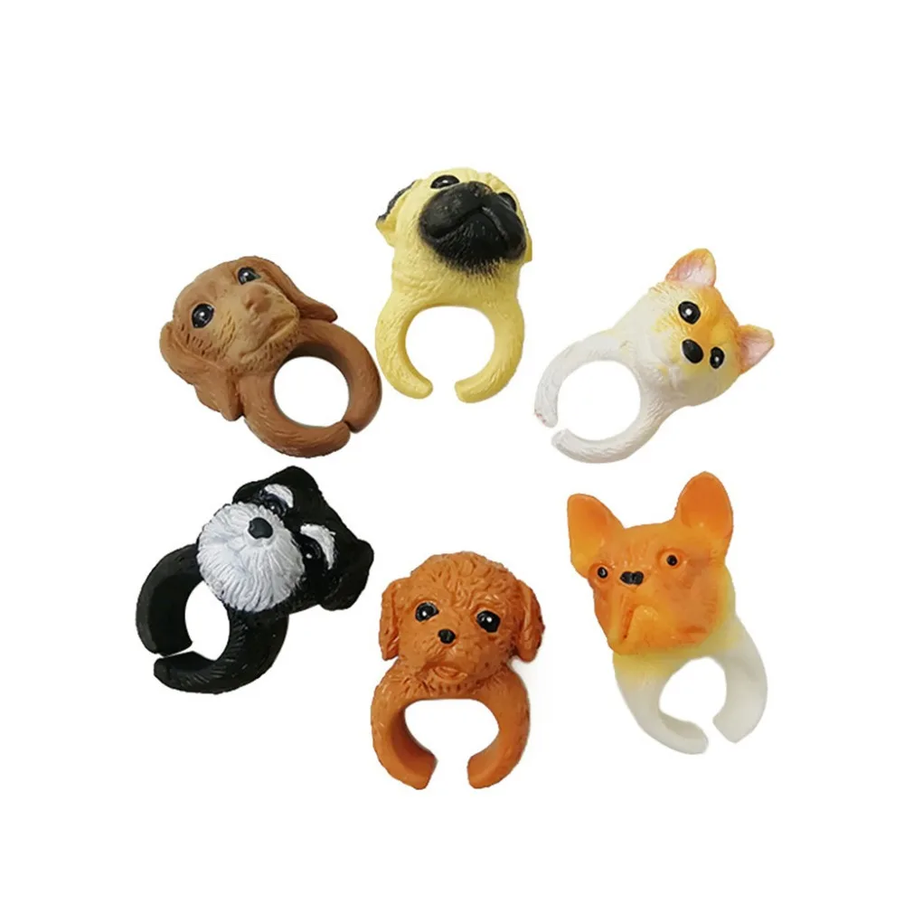 

Cute Dog Finger Puppet Ring Toys Party Favor Dolls Props Animal Ring Kids Toys Gift