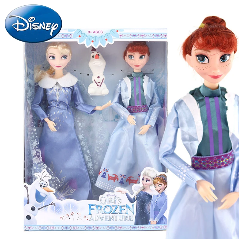 Disney 2019 Kids Girl Plush Toys Doll Frozen Anna Elsa Stuffed Princess Dress Up Toys Kid Cartoon DIY Model Child Birthday Gift