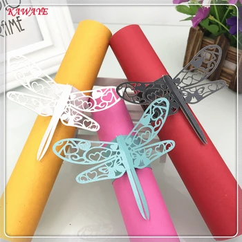 

50pcs Laser Cutting Dragonfly Napkin Ring Serviette Holder Wedding Party Supplies Banquet Party Serviette Table Decoration 5ZM10