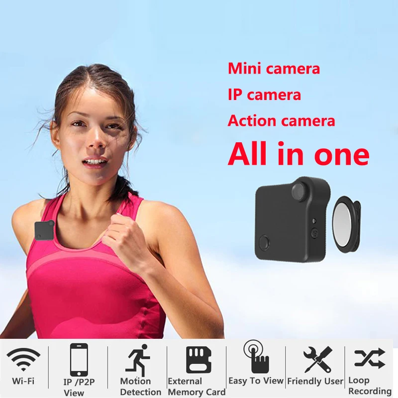 Мини камера HD 720P WIFI P2P носимые IP видеокамеры датчик движения микро велосипед тело