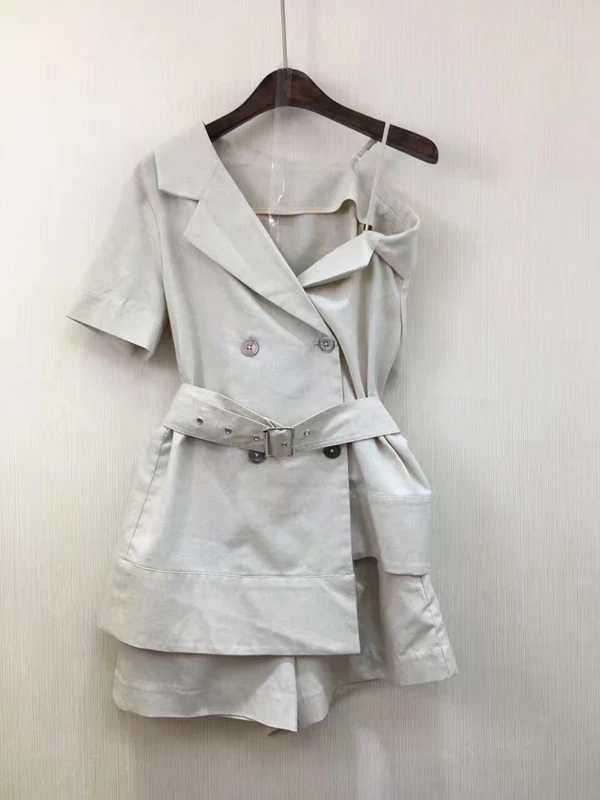 2017 primavera e no verão das mulheres novas ombro cinto camisa + short terno 618