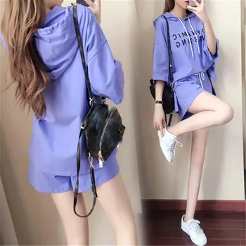 

2Pcs Fashion Set womenTracksuit Sweatshirt Short Pant Sets Sport Wear Casual Suit fashion new women Set