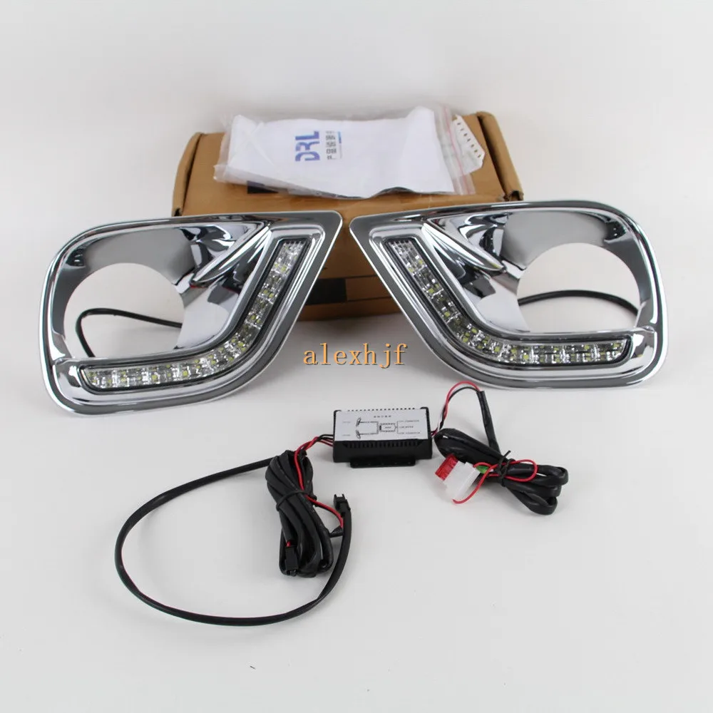 

July King LED Daytime Running Lights DRL With Fog Lamp Cover Case for Toyota RAV4 2013~2016, LED Front Bumper Fog Lamp, 1:1