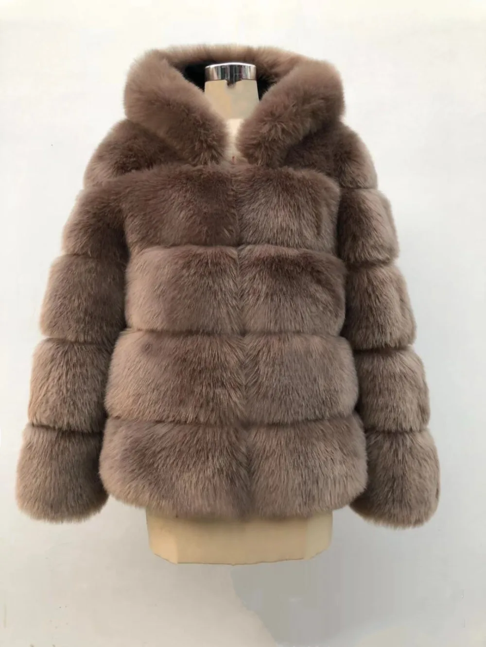 S-6XL Размер, женские зимние толстые теплые меховые пальто, женские куртки с длинным рукавом, пальто из искусственного меха, роскошное пальто из лисьего меха с капюшоном
