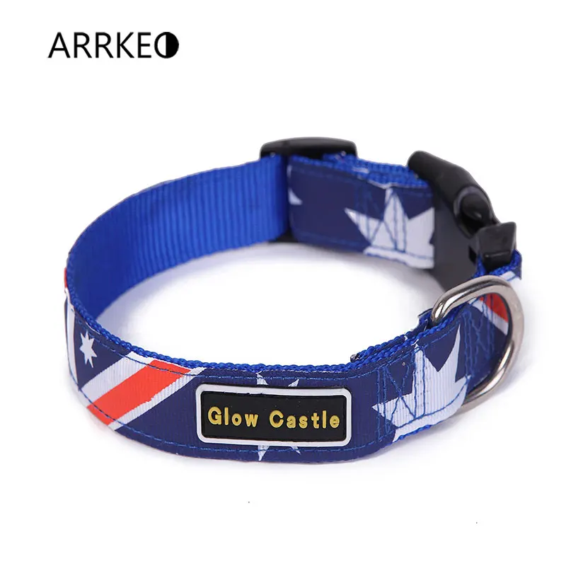 ARRKEO USA Canada Flag Nylon Dog Collar with Dog Leash Lead Puppy Cat Pet Supplies Dog Accessories 120 CM For Large Small Dogs (4)