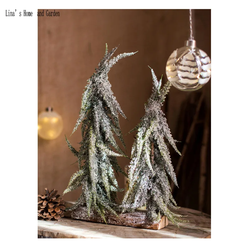 semi handmade a pair table stand fir tree christmas decor (4)