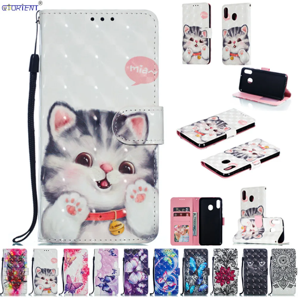 Flip Cover For Samsung Galaxy M20 M 20 PU Leather Bumper Case SM-M205FN/DS SM-M205F/DS Cute 3D Painting Stand Cases SM M205FN/S | Мобильные